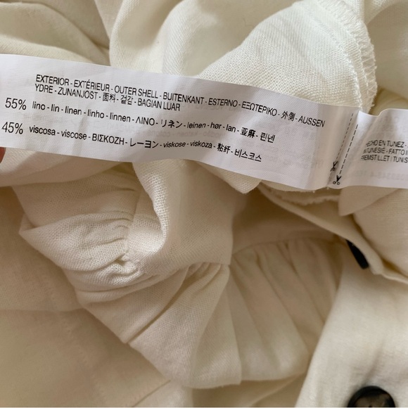 Zara TRF Trafaluc linen viscose cotton midi ivory white dress with buttons - Picture 11 of 12